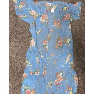 Sheer Floral Wrap Dress